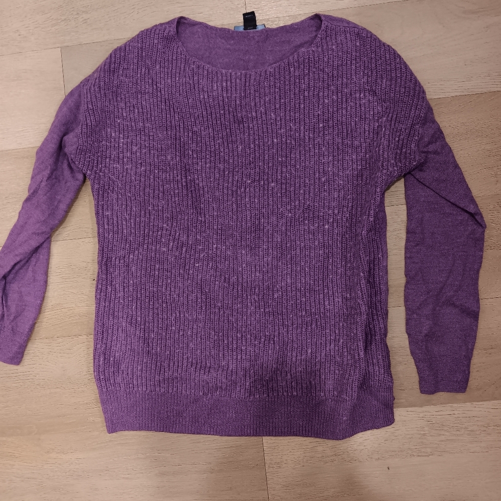 Westbound Purple Ribbed Crewneck Sweater